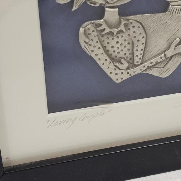 Leandra Drumm Loving Couple Wall Hanging Framed Pewter Art - Picture 2 of 9